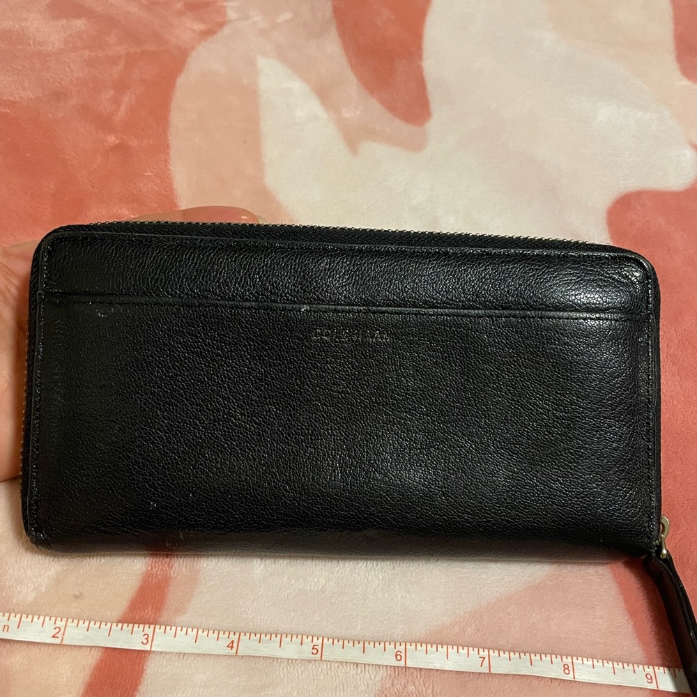 Cole Haan Large continental Zip Around Black Leather Wallet - Picture 7 of 16